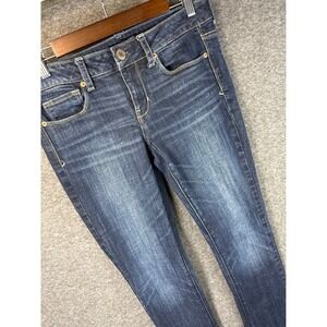 American Eagle Skinny Kick Jeans Womens Size 8 Dark Wash Stretch Denim Heel Drag